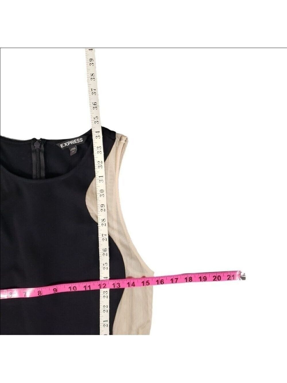 Women’s Express Black Beige Sheath Dress Size 12 - Picture 9 of 9